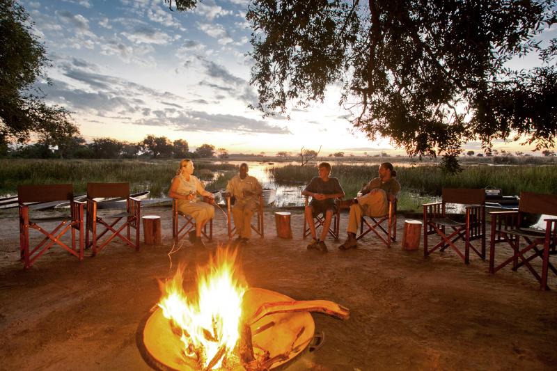 Botswana, Okavango Delta, Pom Pom Camp, Lagerfeuer