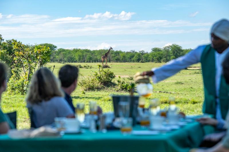 Serengeti Balloon Safaris, Buschfrühstück, Giraffen beobachten