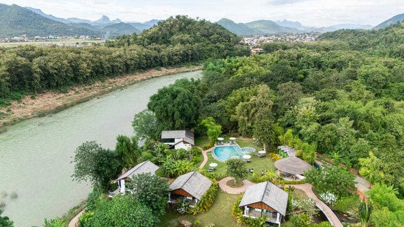 Laos, Luang Prabang, The Namkhan Luang Prabang, Resortblick